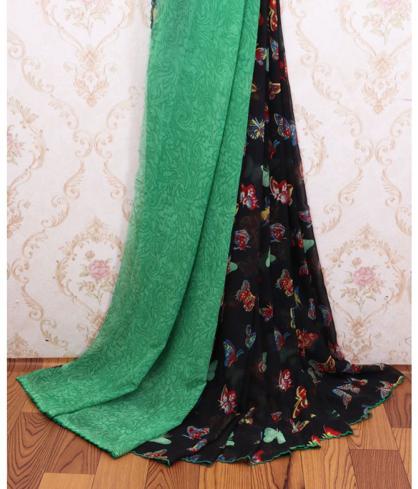     			AARTI SELECTION Green Chiffon Saree -