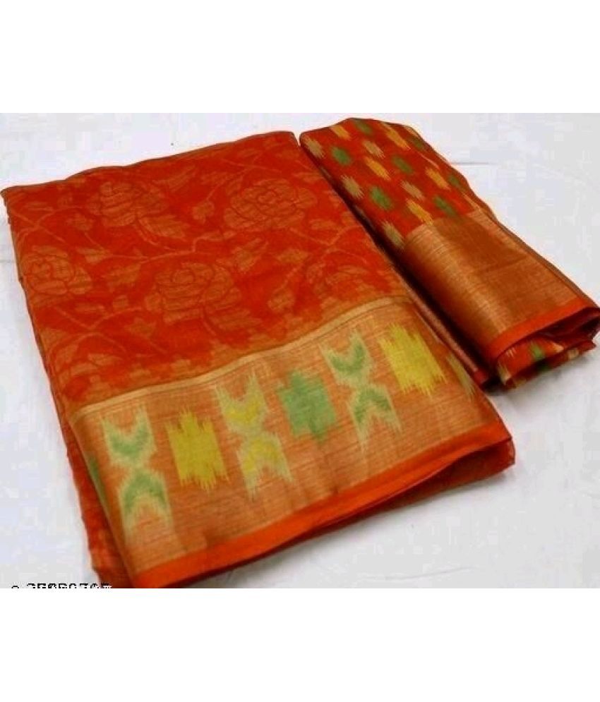     			AARTI SELECTION Orange Cotton Saree -