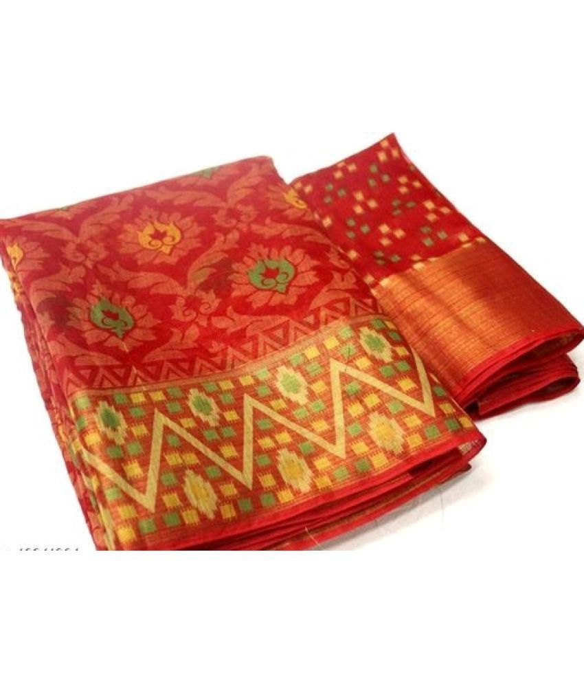     			AARTI SELECTION Red Cotton Saree -