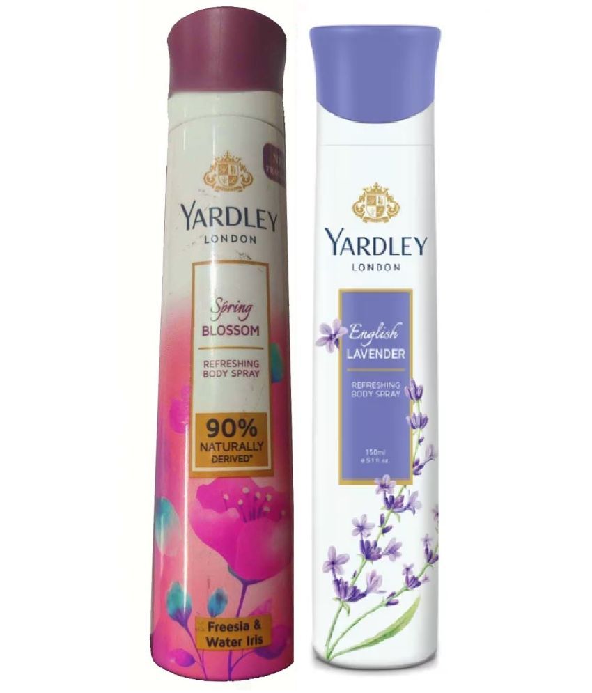     			YARDLEY LONDON 1 SPRING BLOSSOM  , 1 ENGLISH AVENDER BODY SPRAY 150 ML EACH ,PACK OF 2 .