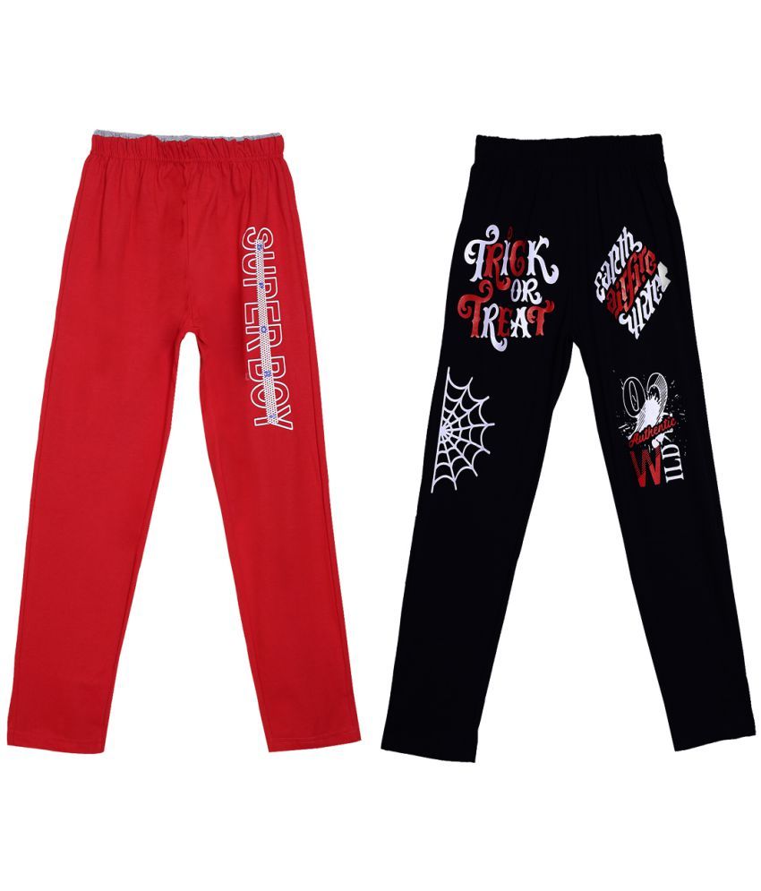     			Fashionable Red:Black Melange pack of 2 Trouser for Kids