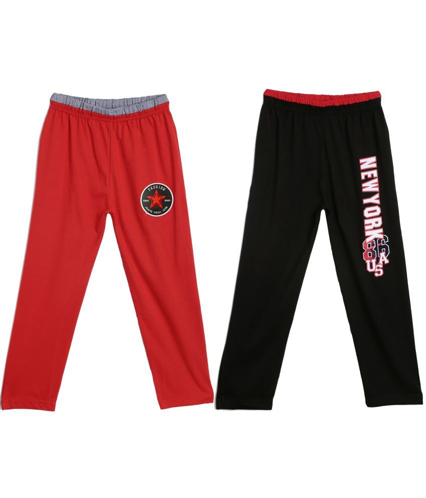     			Fashionable Red & Black  pack of 2 track pant for Boys