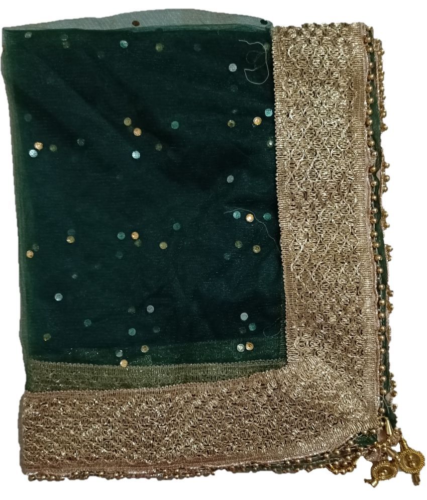     			BBQSTYLE Green Net Dupatta - Single