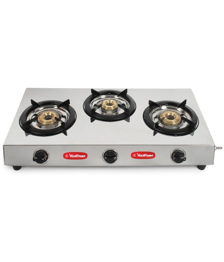 Hindflame 3 Burner Tri maxx Stainless Steel LPG Gas Stove, Manual