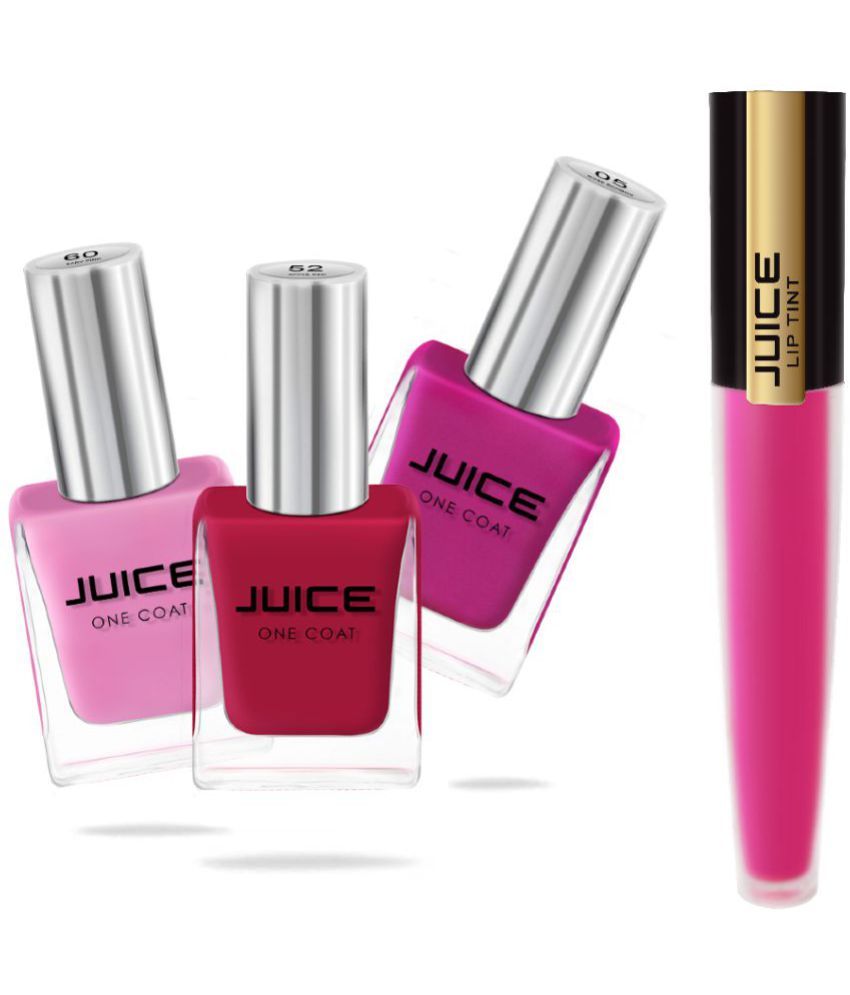     			Juice PINK,RED,ROSE BONBON,FUCHSIA Nail Polish 05,60,52,M-82 Multi Glossy Pack of 4 37 mL