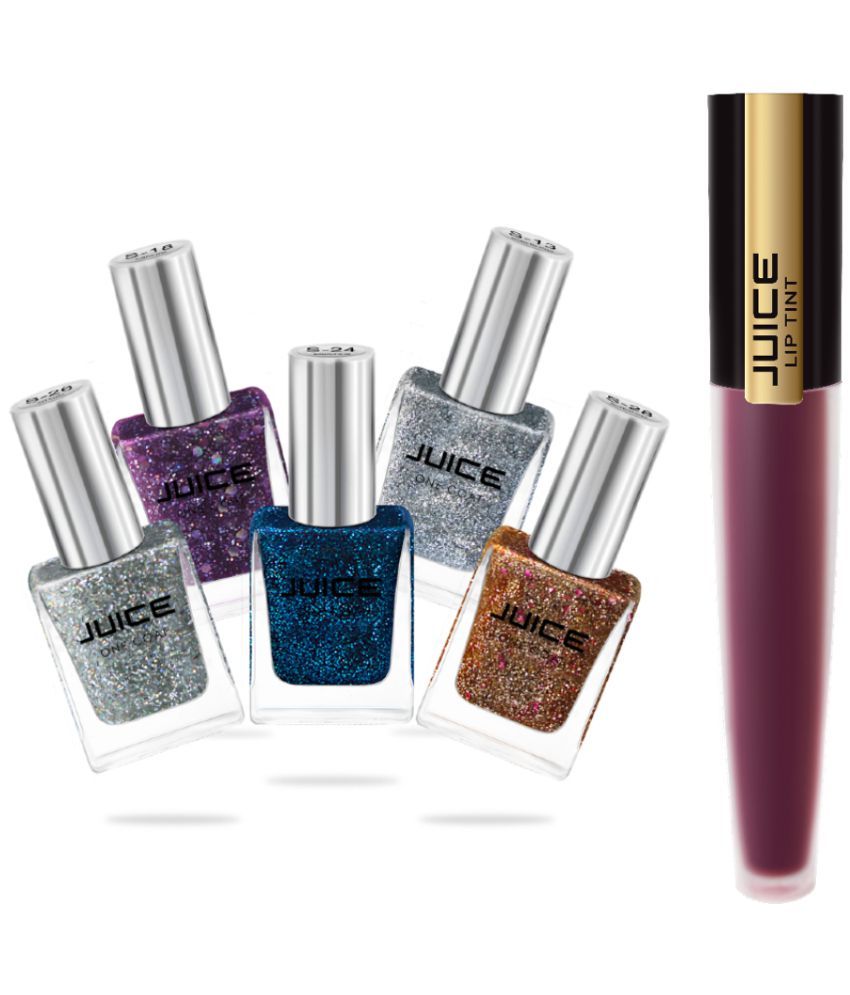     			Juice SILVERSTARS,PURPLE,BLUE,SILVER,GOLD Nail Polish S13,S18,S24,S26,S28 Multi Shimmer Pack of 6 59 mL