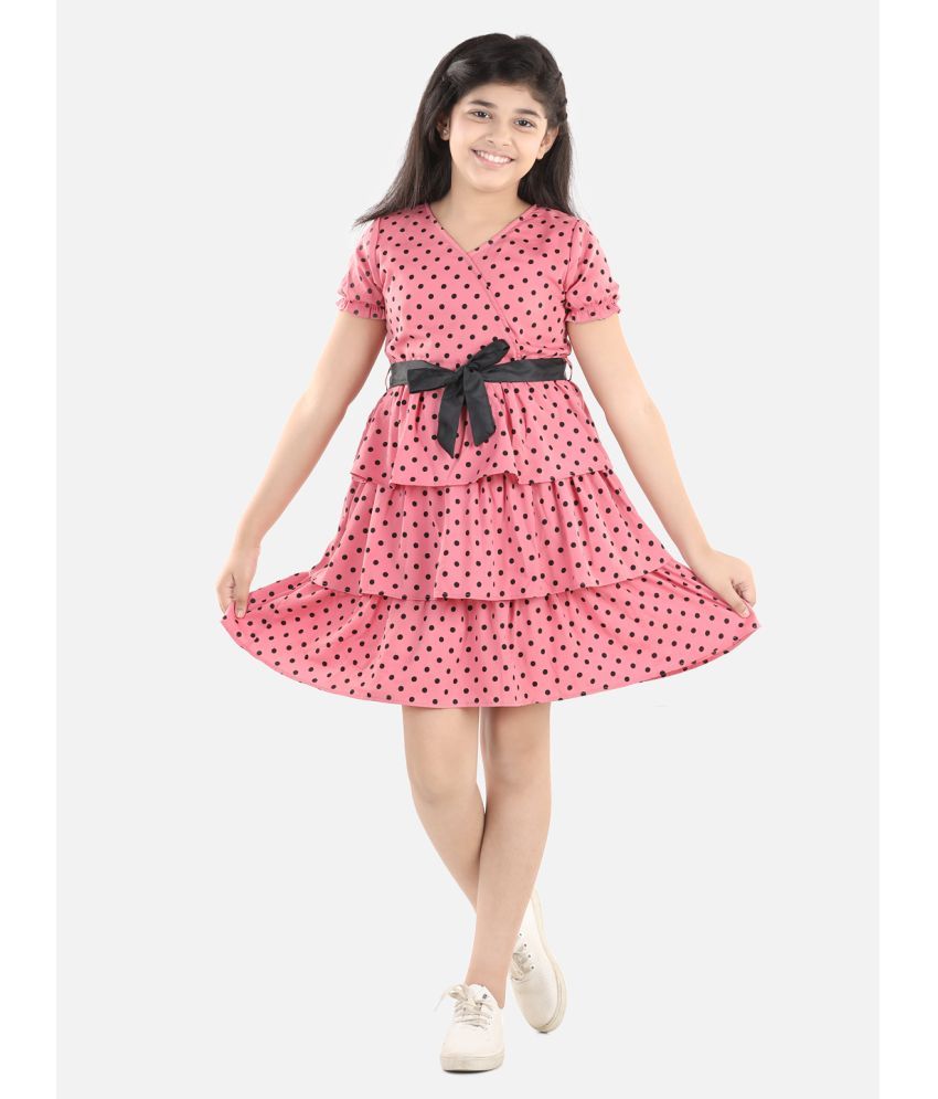     			StyleStone Girls Pink Polka Tiered Dress