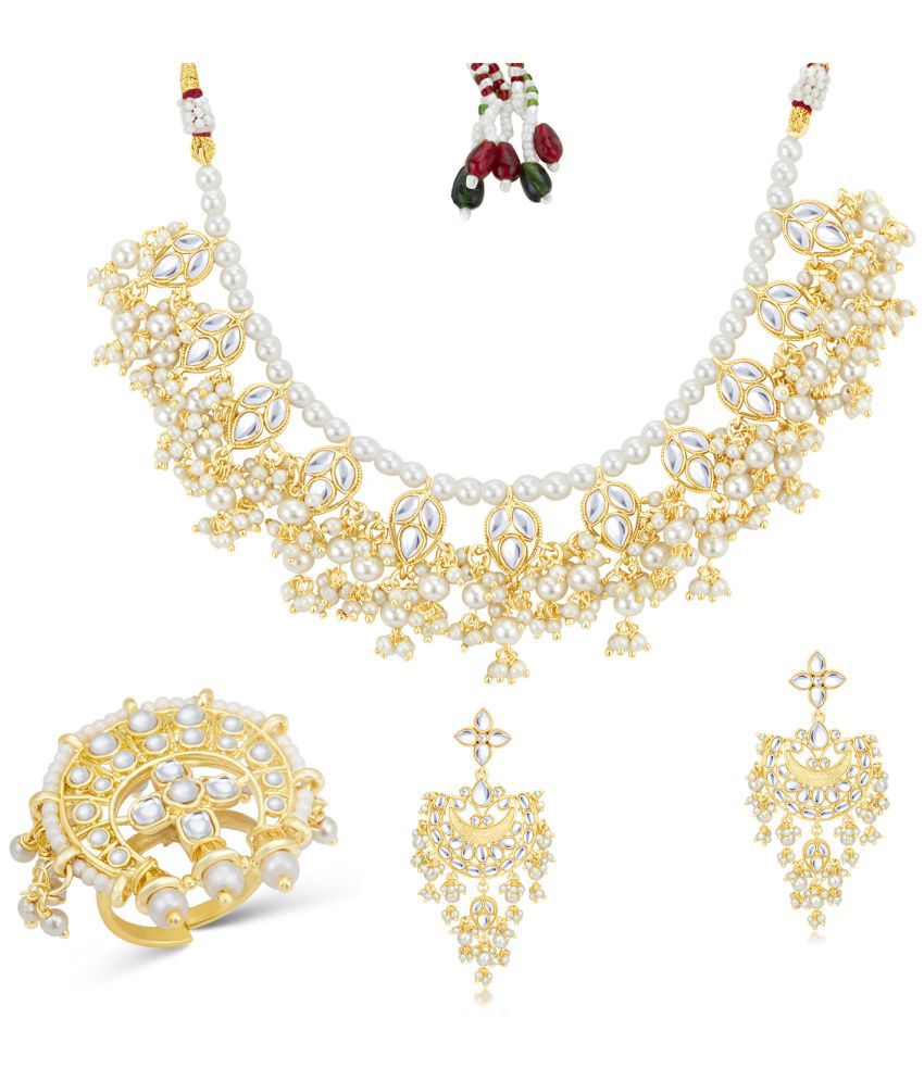     			Sukkhi Alloy Golden Traditional Necklace set Combo Choker
