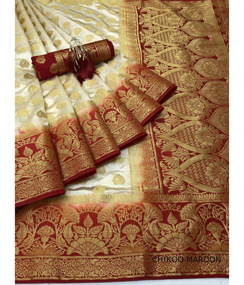     			Darshita International Beige Silk Saree - Single