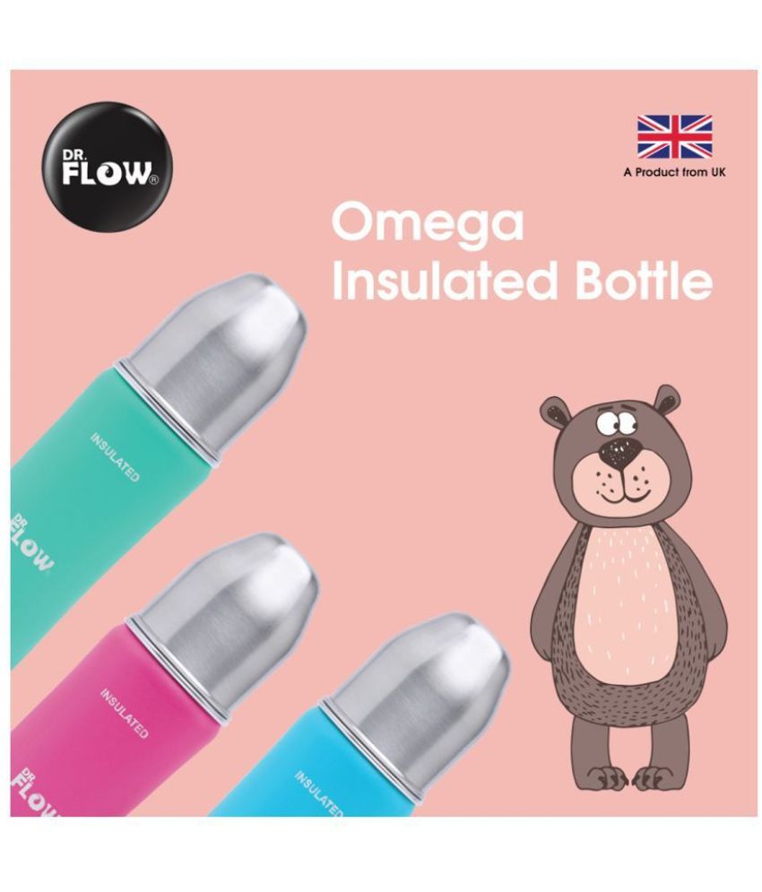 Dr.Flow 2in1 Omega Insulated ThermoSteel Baby Feeding Bottle 270ml/9oz 100 Plastic free & Non
