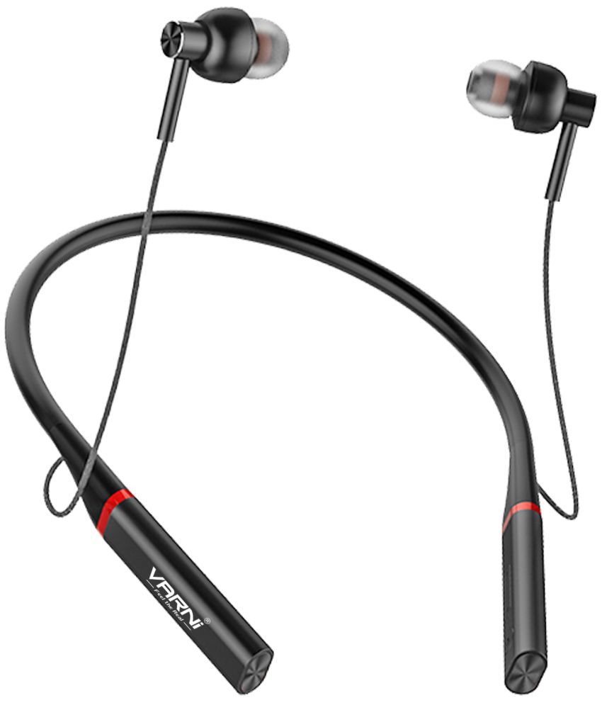 Varni B1005 In Ear Bluetooth Neckband 25 Hours Playback IPX5(Splash & Sweat Proof) Passive noise cancellation -Bluetooth Black