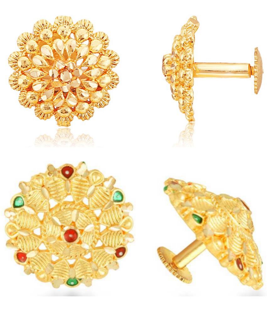     			Vighnaharta Everyday wear Gold plated alloy Earring, Flower Earring, Round Earring, Fancy Earring, Stud Earring for Women and Girls ( Pack of -2 pair Earring) {VFJ1112-1242ERG}