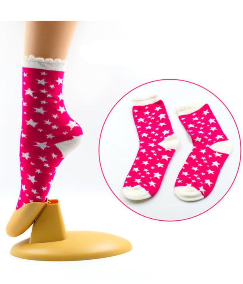     			Whyme Fashion Women's Pink Cotton Print Breathable Ankle Length Socks ( Pack of 1 )