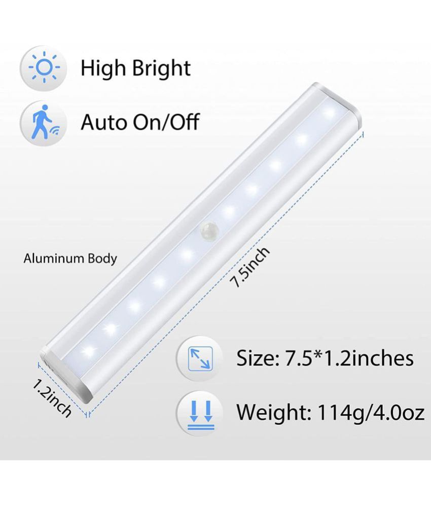 Xergy Motion Sensor Closet Lights, 10 Led Battery Powered Lights Led