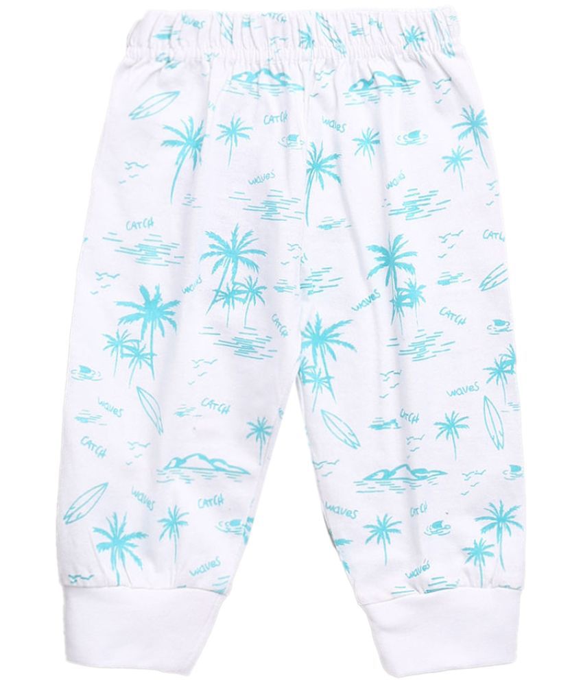 Hopscotch Baby Boys Cotton Printed Joggers in White Color For Ages 3-6 Months (GII-3815084)