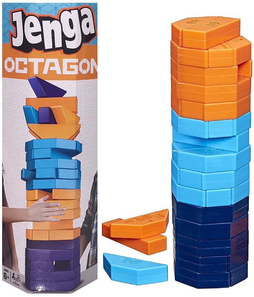 Octagon Zenga game, Zenga Toy blocks for adults & kids 6 years+, Single or multiplayer More Players for Party, Birthday Gift, Cafe and Restaurants (45 Zenga blocks)