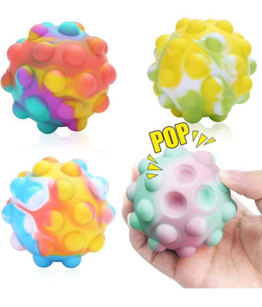 Popit Ball for Kids Stress Balls Fidget Toy 3D Popit Ball   Brain Development Toy for Kids and Adults (Assorted Colours) (Pack of 1)