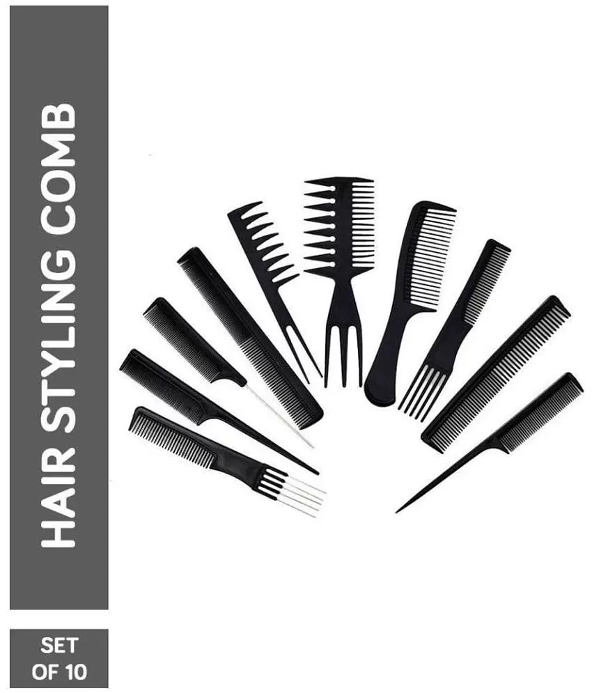 Xester Black Salon Hair Styling Hairdressing Barber Combs Professional Comb  Kit With Hair Styling Section Clips Combo Of 16  JioMart