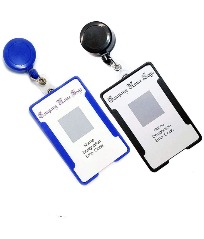     			Dey 'S Stationery Store  Combo Pack of ID Card Holder with Retractable Reel YOYO (Made in India) (Blue Black)