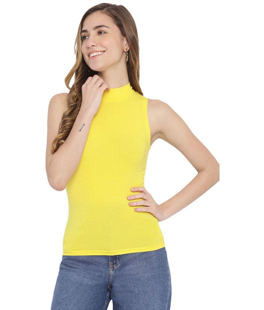     			La Intimo Polyester Yellow T-Shirts - Single