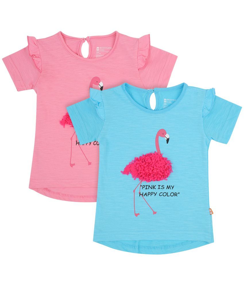     			GIRLS Pink And Blue TSHIRT ROUND NECK HALF SLEEVES  Pack of 2