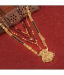 MGSV Jewellery Combo of 4 Pcs Ethnic Traditional One Gram Gold Glorious Maharashtrian Style Long Chain Black Beads 30 inch and 18 inch Short