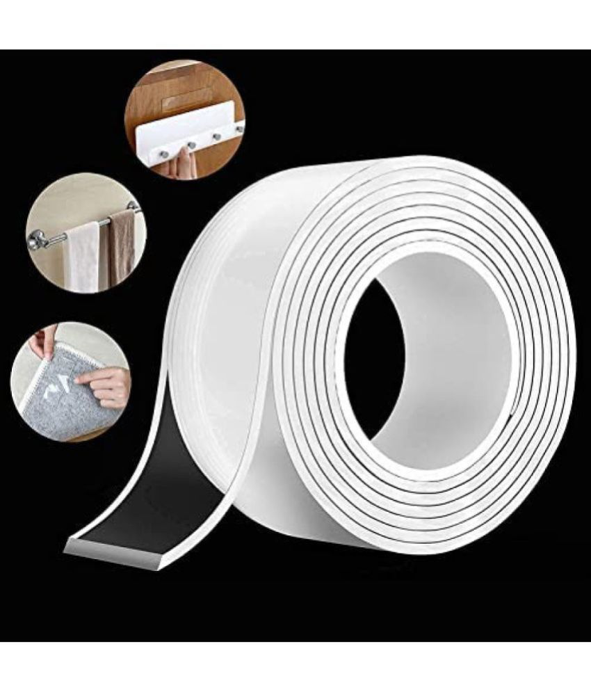    			Chillyfit Double Sided Tape, Heavy Duty Self Adhesive Tape, Two Side Sticky Pads Strong Wall Adhesive Strips No Marks Reusable Removable Tape for Picture Hanging, Carpet Glue