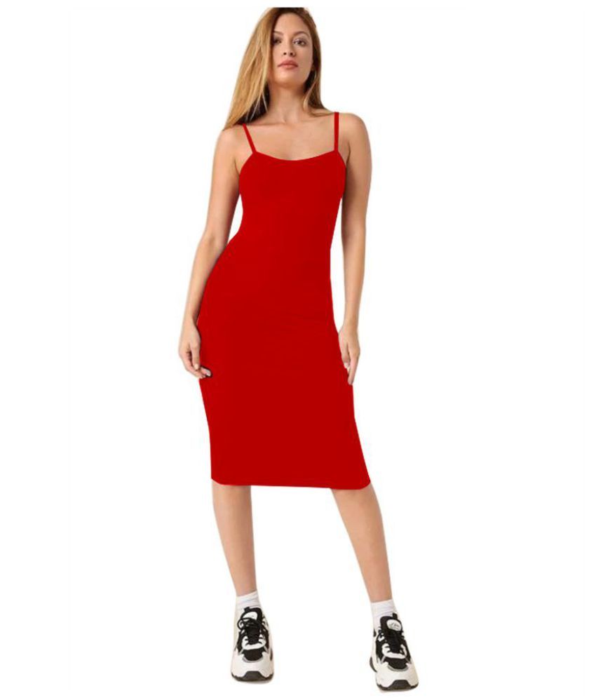     			ALEKYA Polyester Red Bodycon Dress - Single