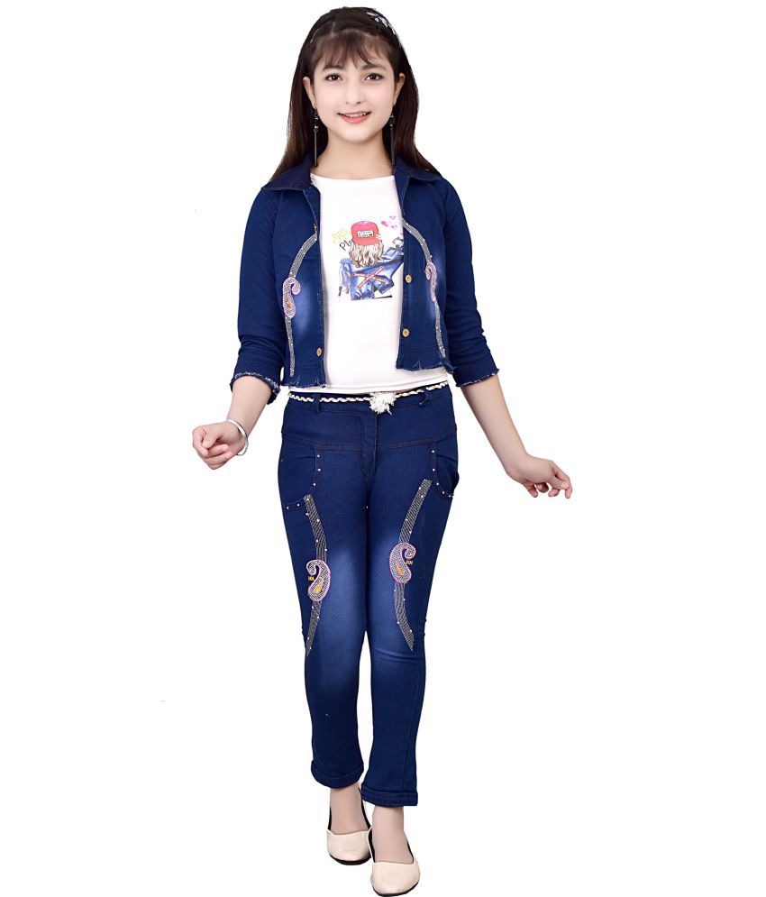     			Cherry Tree Girls Top Jeans And Jacket Set
