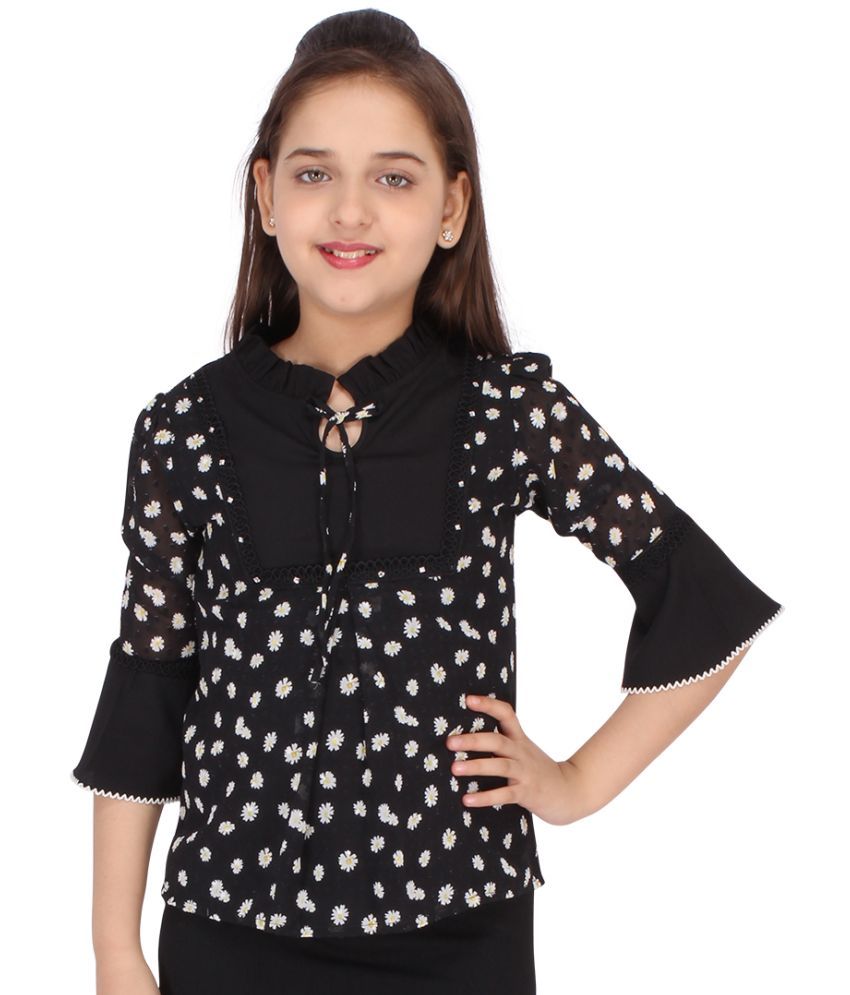     			Cutecumber Girls Georgette Tops ( Black )