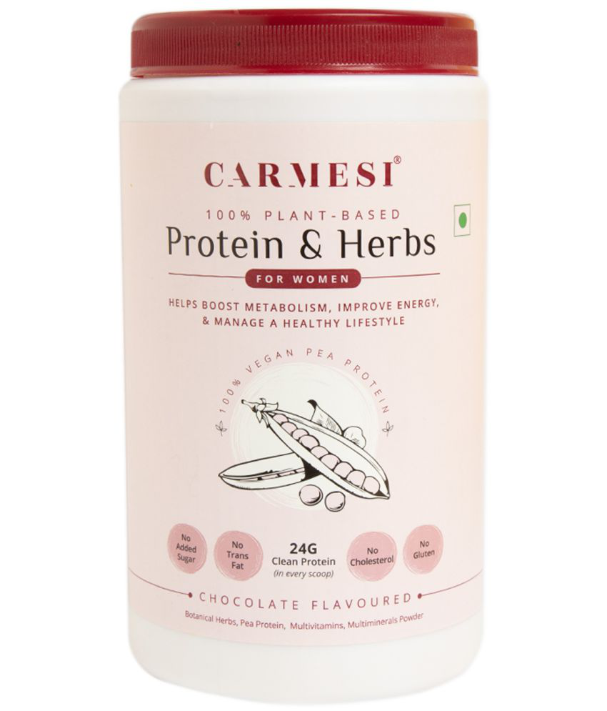 Carmesi Protein & Herbs for Women | 100% Vegan Pea Protein | Chocolate Flavoured | 500 gm (16 Servings) | Plant-Based