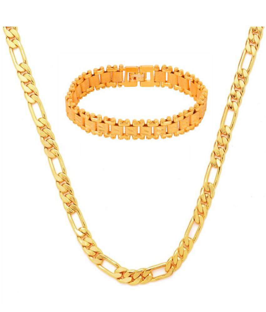     			Jewar Mandi Gold Plated 22 Inches Long The Sachin Chain For Men's & Boys With  Bracelet