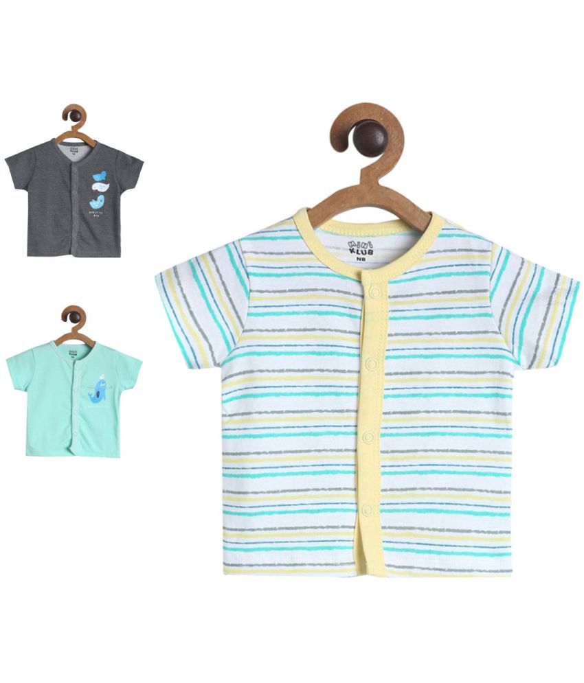     			MINIKLUB Baby Boy Multi Color Pack of 3 Front Open Vest