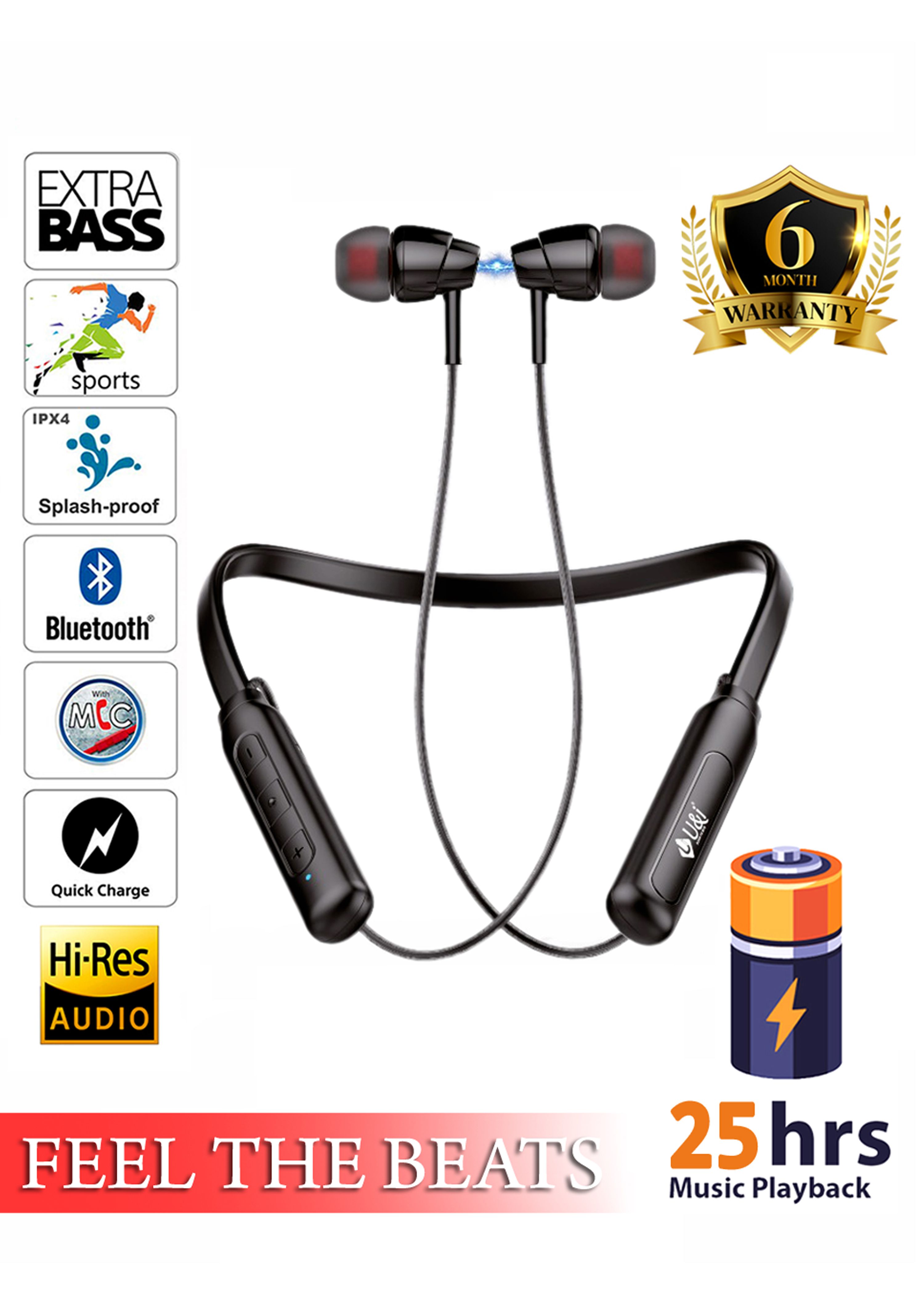 TUNE AUDIO U&I CRIME BASS 20 HOURS NON STOP MASSIVE MUSIC PLAYBACK IPX5 4D BASS SPORT Bluetooth headphone / Bluetooth EARPHONE, HEADPHONE,EARPHONE,NECKBAND FOR TUNE AUDIO