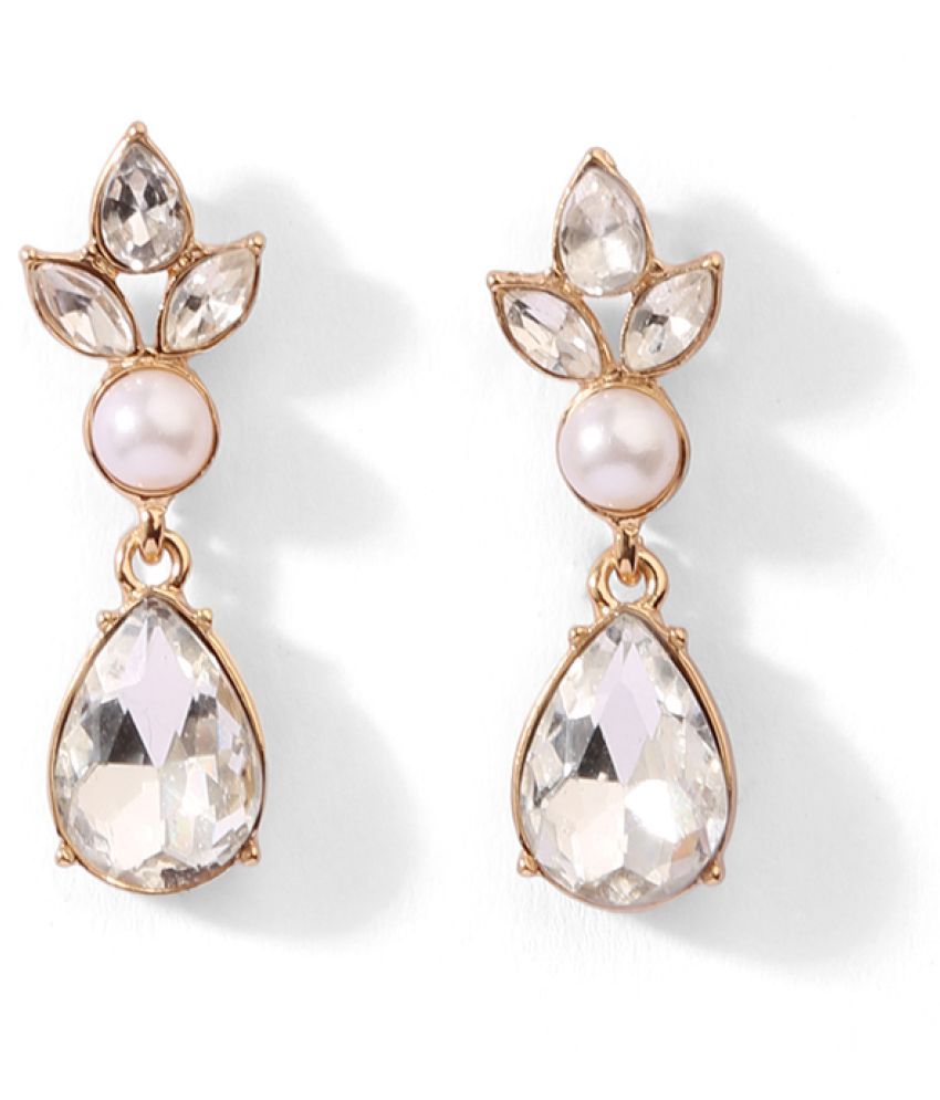 Lilly & sparkle Pearl and crystal encrusted small dangler earrings