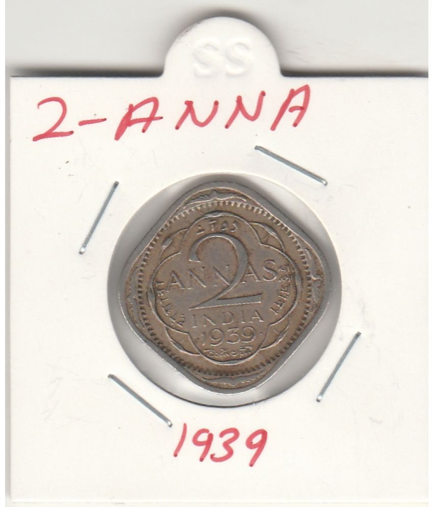     			NUMISMATTECLY  RARE AND COLLECTIBLE -TWO ANNAS INDIA . GEORGE-VITH KING EMPERROR METAL COPPER-NICKLE ,YEAR-1939,-.IN  VERY FINE CONDITION HIGHLY COLLECTIBLE ,WIGHT-5.83- GRAMS-25.30-MM SIZE.