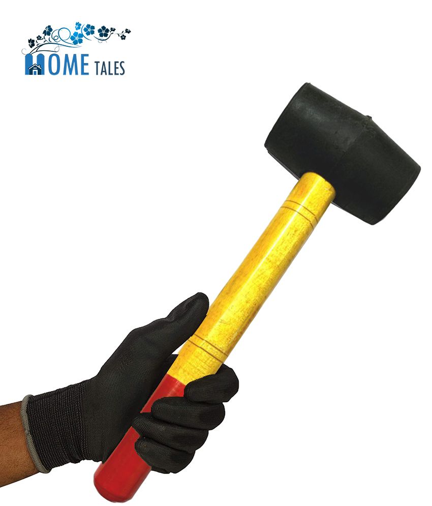     			HOMETALES-Finest Rubber Hammer/Mallet With Wooden Handle for Tile Fitting and Other Soft Impact Works Dead Blow Hammer -400 Gms, 1U