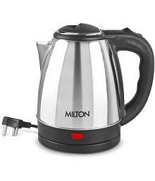 Milton Go Electro 2.0 Stainless Steel Electric Kettle, 1 Piece, 2000 ml, Silver | Power Indicator | 1500 Watts | Auto Cut-off | Detachable 360 Degree Connector | Boiler for Water