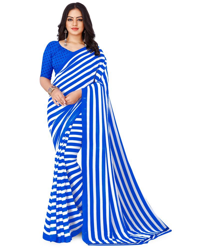     			Kashvi Sarees Blue Georgette Saree