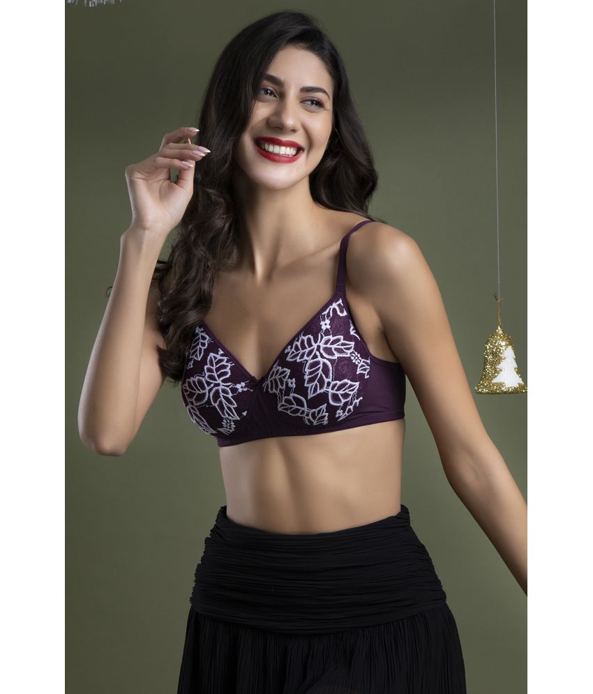     			Clovia Lace T-Shirt Bra - Purple Single