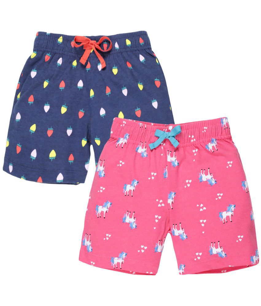     			PLUM TREE - Navy Cotton Girls Cycling Shorts ( Pack of 2 )