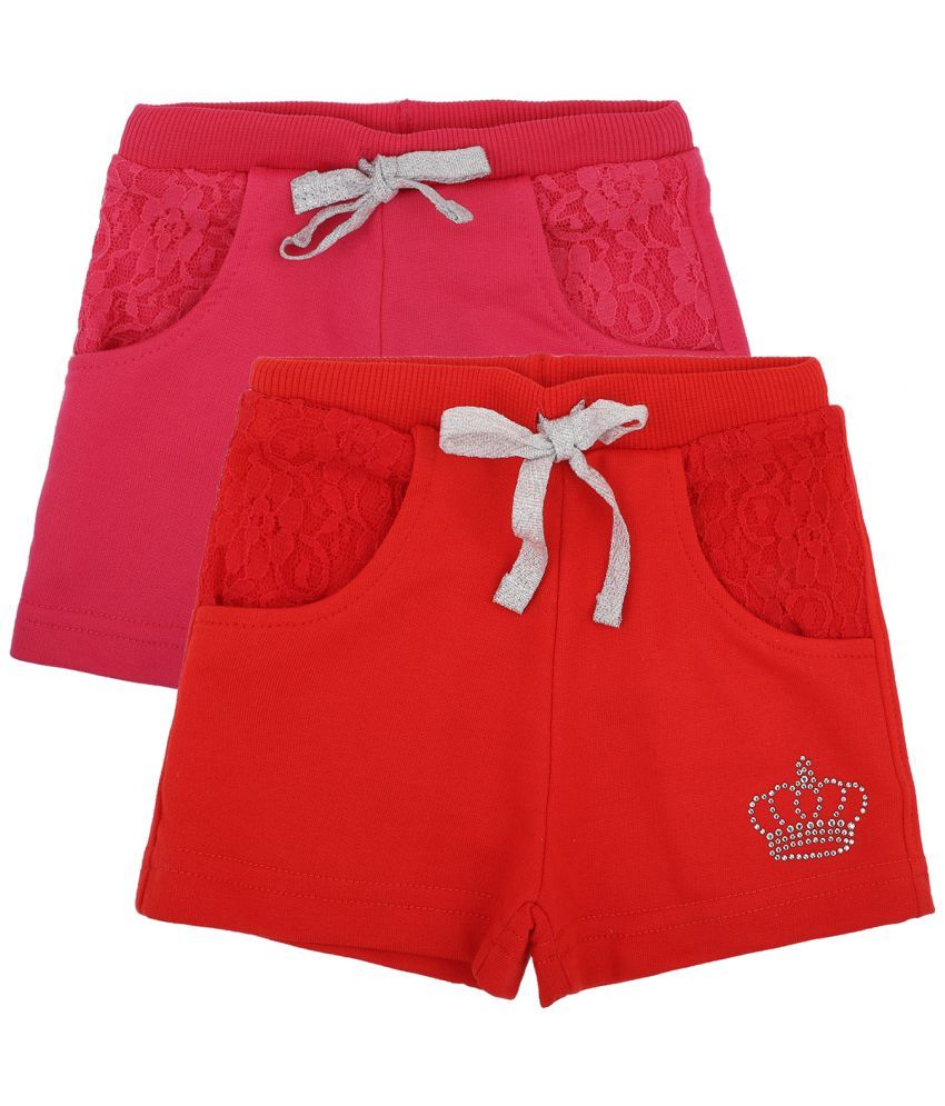     			GIRLS SHORTS RED & FUCHSIA PACK OF 2