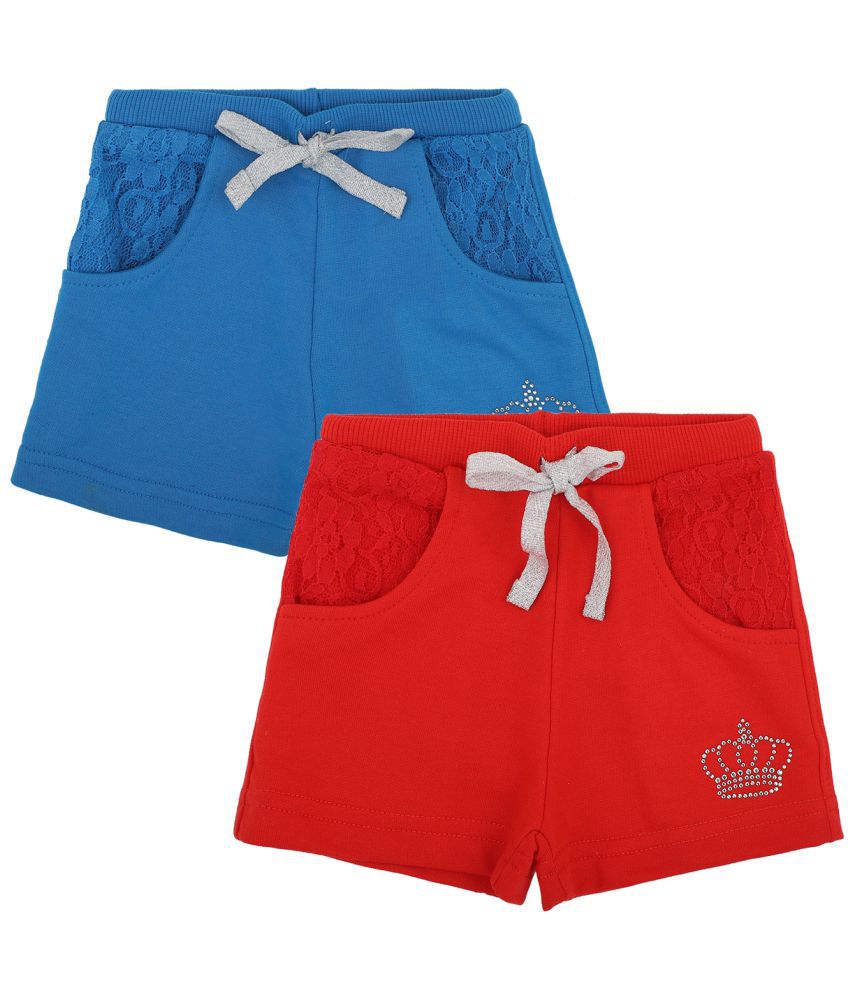     			GIRLS SHORTS RED & ROYAL BLUE PACK OF 2