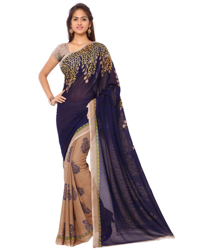     			Kashvi Sarees Blue Georgette Saree