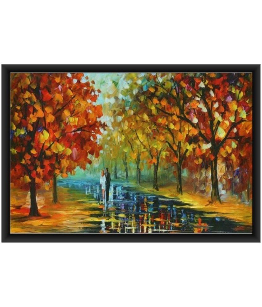 Poylaamo Romantic Couple in Park Hand Painted Scenery Wall Painting ...