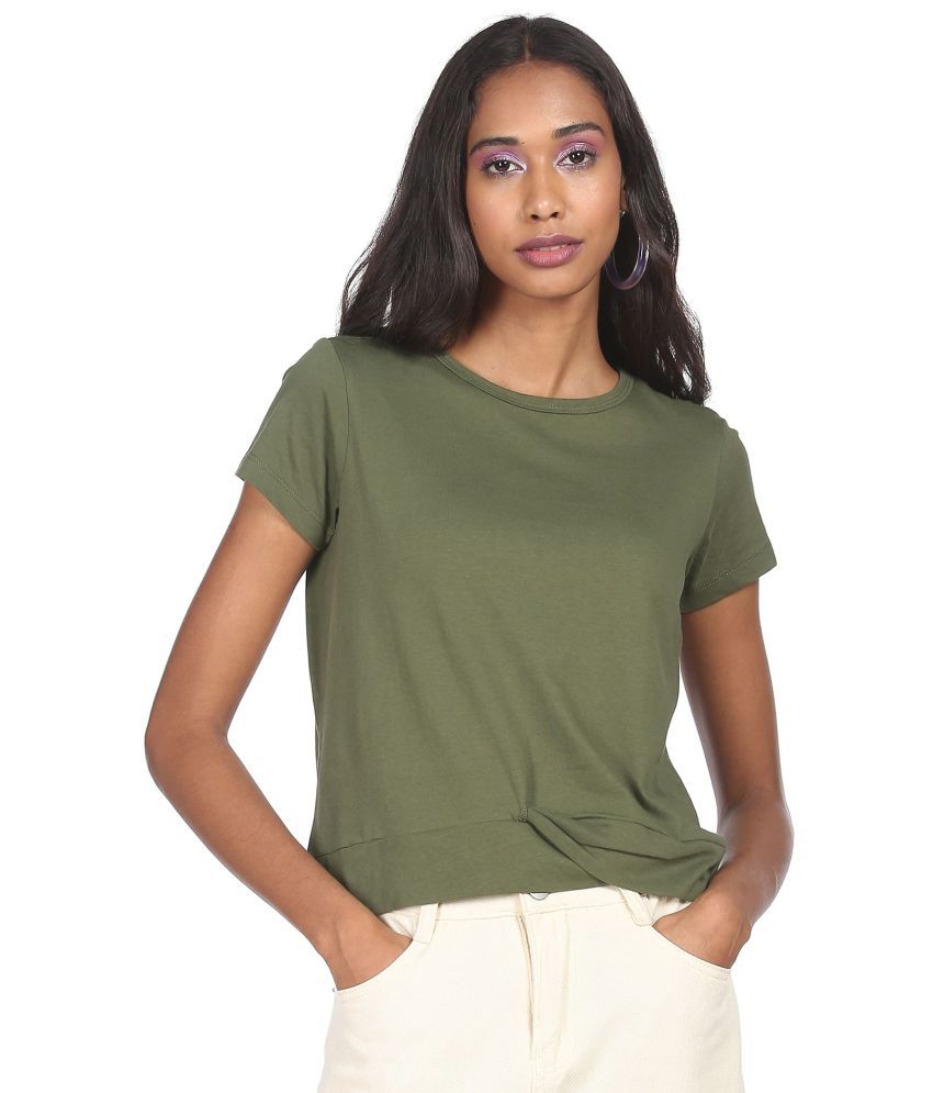     			Sugr - Green Cotton Regular Fit Women's T-Shirt ( Pack of 1 )