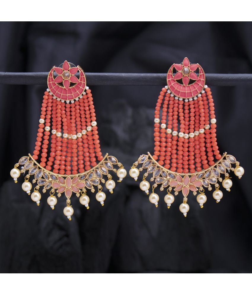     			Sukkhi Dazzling Pearl Gold Plated Kundan Meenakari Dangle Earring for Women