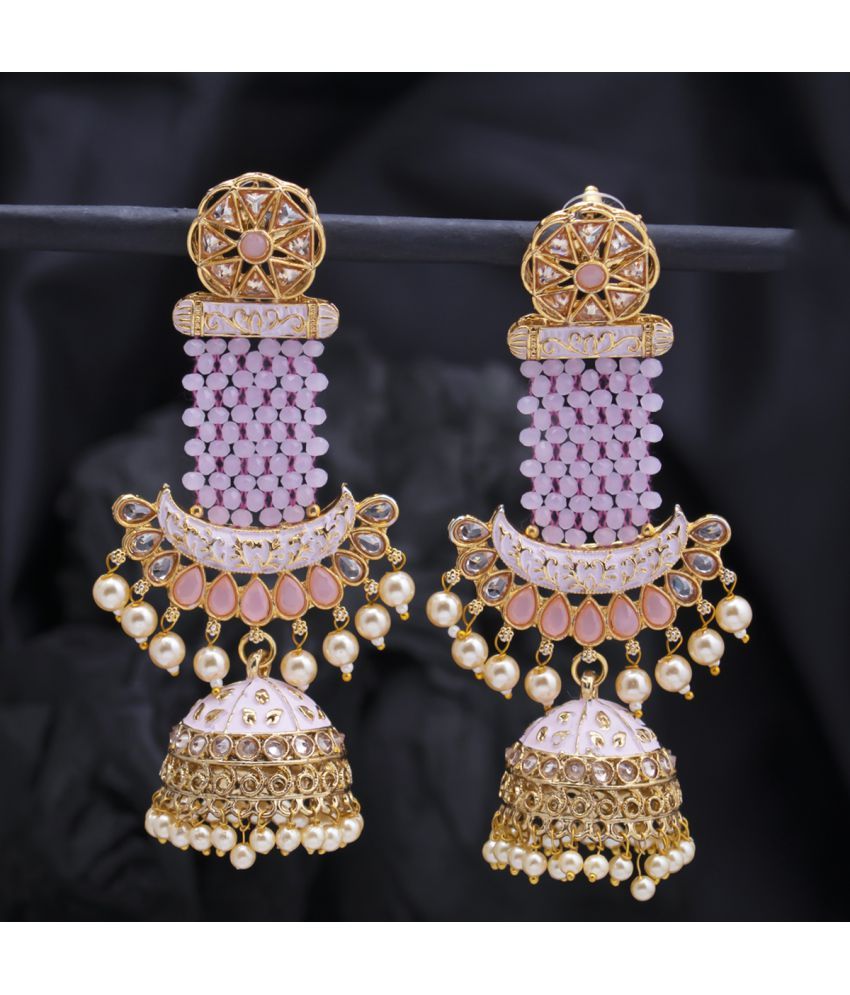     			Sukkhi Delightful Pearl Gold Plated Kundan Meenakari Jhumki Earring for Women