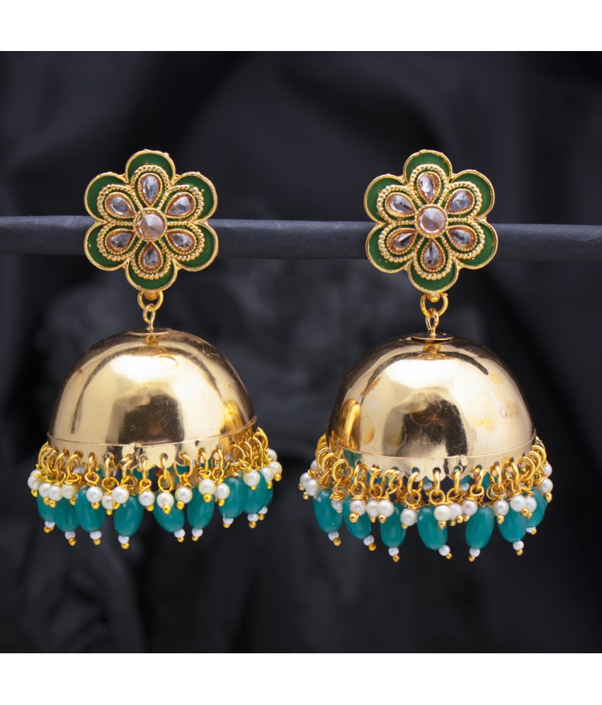     			Sukkhi Glossy Gold Plated Floral Meenakari Jhumki Earring for Women