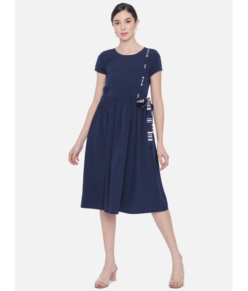     			ALL WAYS YOU Polyester Blue Empire Dress - Single